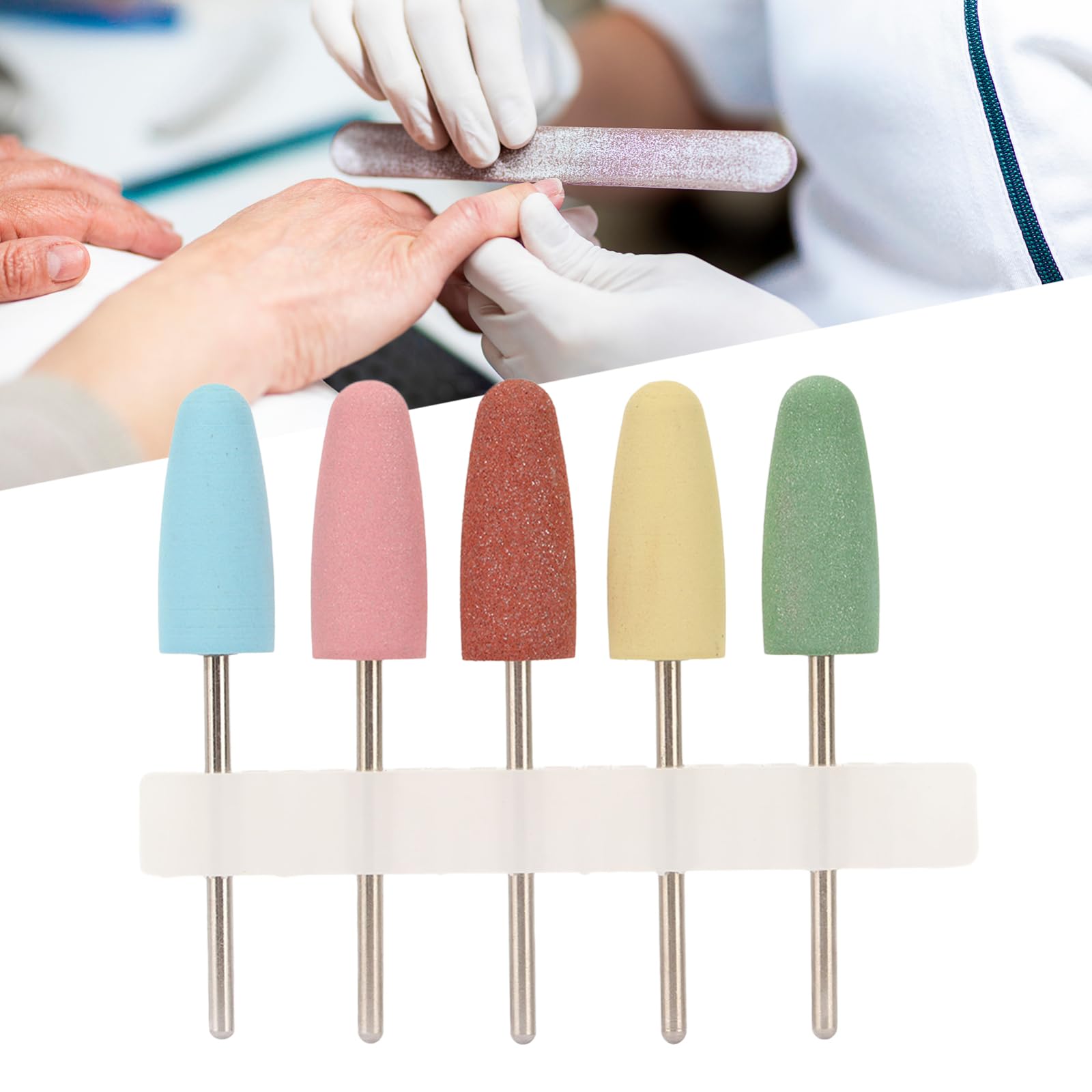 5pcs Nail Drill Bits, Cuticle Drill Bit, Drill Bits for Nails, Nail Bits for Nail Drill Nail Art Manicure Rubber Manicure Pedicure Nail Polishing Burr Accessory for Acrylic Gel Nail(F1)