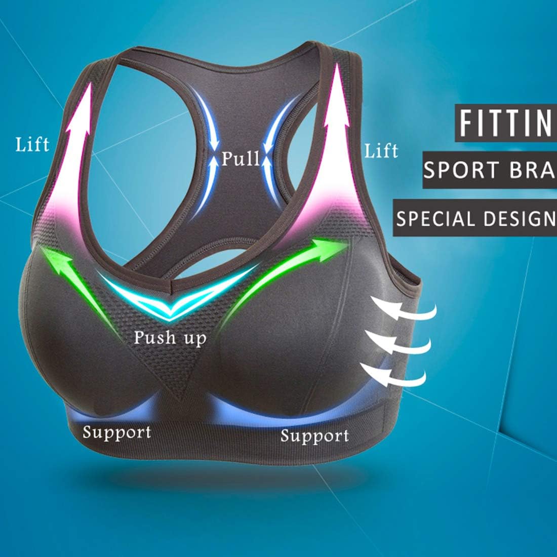 FITTIN Racerback Sports Bras for Women- Padded Seamless High Impact Support for Yoga Gym Workout Fitness at  Women’s Clothing store