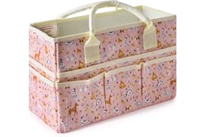E-WEICHEN Craft Organizer Tote Bag Art Storage Caddy with Multiple Pockets Storage Containers for Art,Craft,and Office Supplies Storage Pink Dalmatians