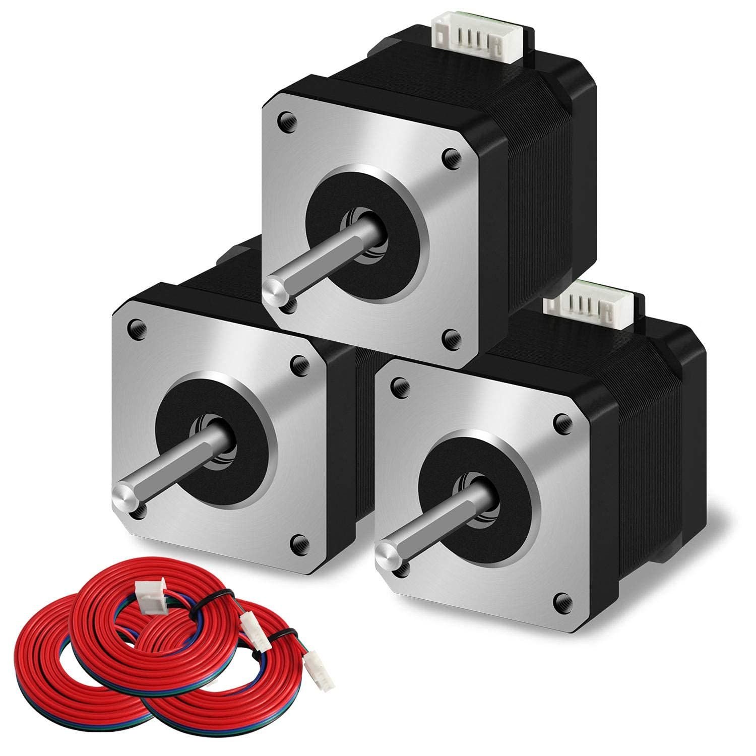 SIMAX3D Nema 17 stepper motor 3PCS 42x38mm 1.5A-3.8V 2 phase 4 wires 1.8 degrees with 39.3 inch cable for Creality CR-10 10S Ender 3 3D printer/CNC extruder and Y-axis