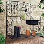 Oversized! Coral Coast Willow Creek Metal Potting Bench - Black