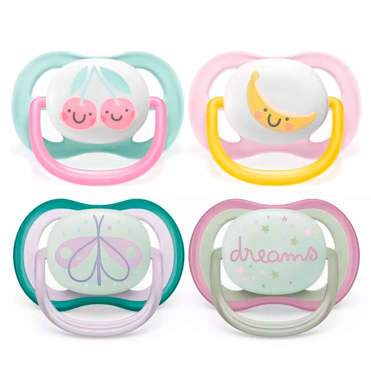 Philips Avent Day & Night Dummy 0-6 Months (2 Day + 2 Night) incl. 2 travel boxes