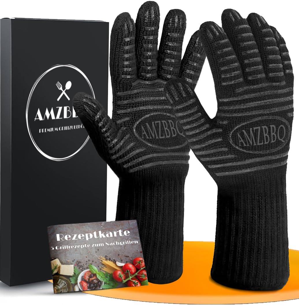 AMZBBQ Barbecue Gloves / Oven Mitts, Heat Resistant Up To 500 Degrees, Various Sizes