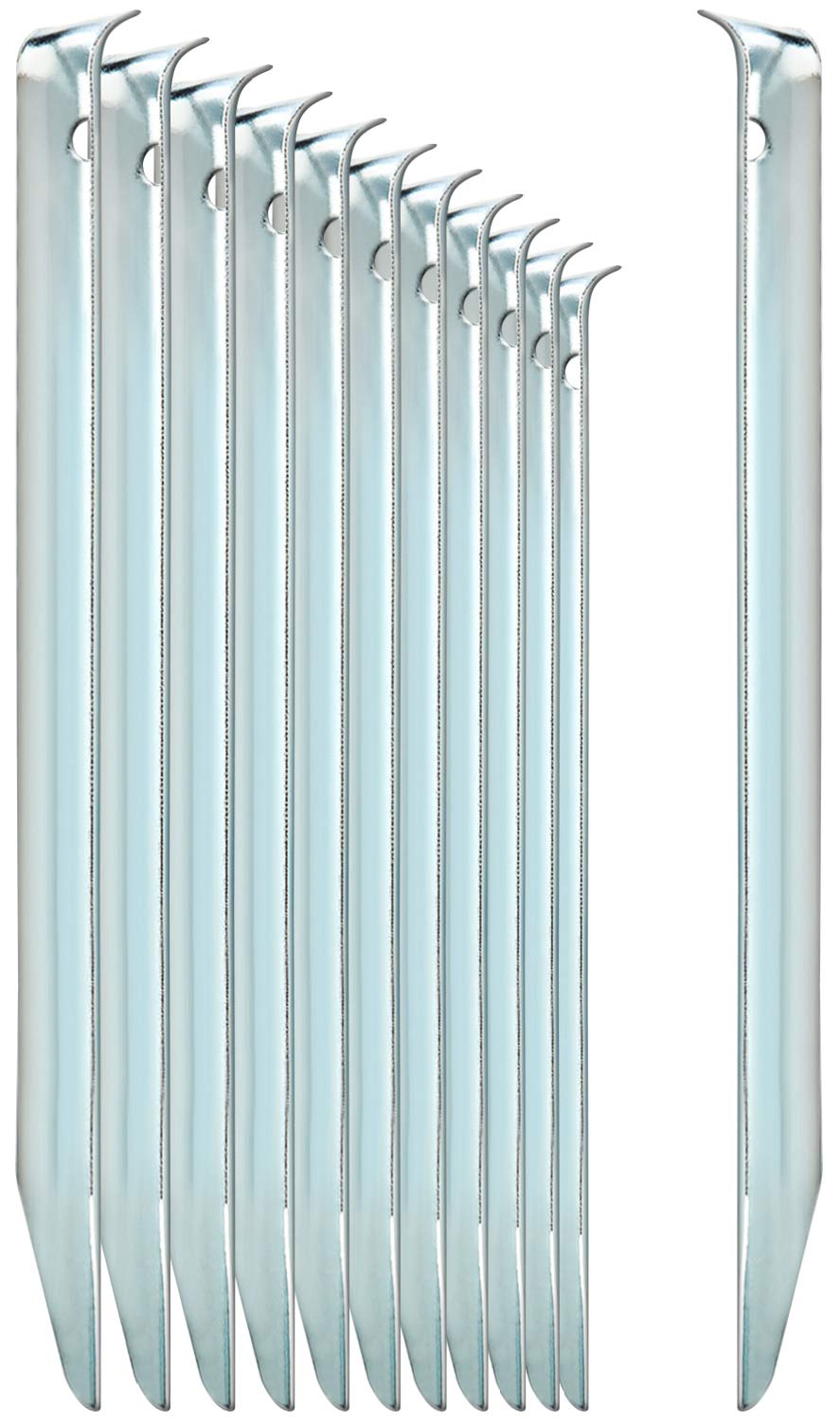 COM-FOUR® 12x tent pegs made of steel - semi-circular, robust ground pegs for camping and outdoors - ideal for normal ground - with a hole for a peg puller