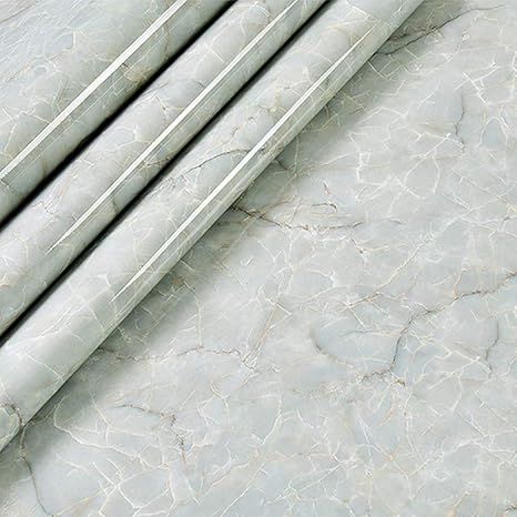 Amazon Yoillione リメイクシート 大理石 壁紙シール 防水 キッチン はがせる大理石シール リフォーム用 厚手床シート 61cm X 3m 防汚 防油 台所 トイレ フロアシート 本物のような石目調 青緑の翡翠 壁紙