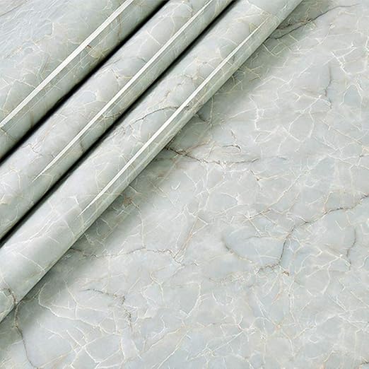 Amazon Yoillione リメイクシート 大理石 壁紙シール 防水 キッチン はがせる大理石シール リフォーム用 厚手床シート 61cm X 3m 防汚 防油 台所 トイレ フロアシート 本物のような石目調 青緑の翡翠 壁紙