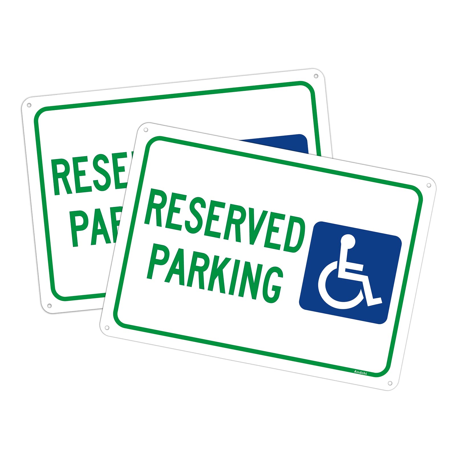 Andchi 2-pack Handicap Reserved Parking Sign with Picture of Wheelchair, UV Protected Rust-proof Aluminum, Weather Resistant 25 * 35cm