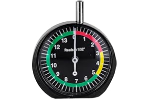 Tire Tread Depth Gauge, Professional Dial Type Tire Tread Depth Gauge with Color-Coded Zones for Car Truck Motorcycle & Bus, 