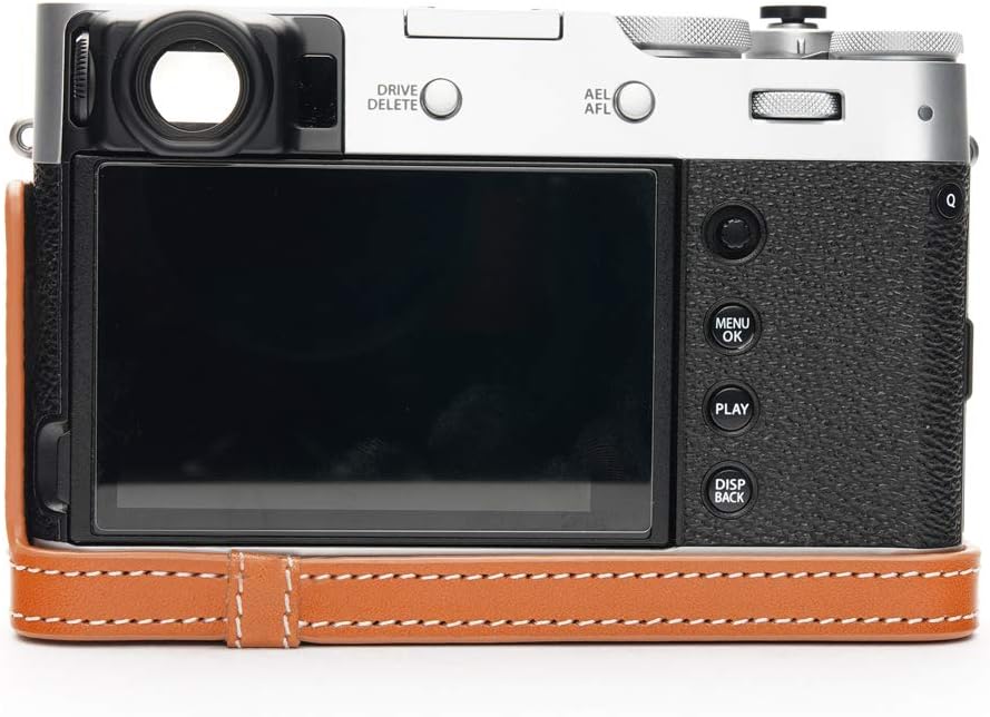 Fuji X100V Case, Zakao Handmade Genuine Real Leather Half Camera Case Bag Cover for Fujifilm