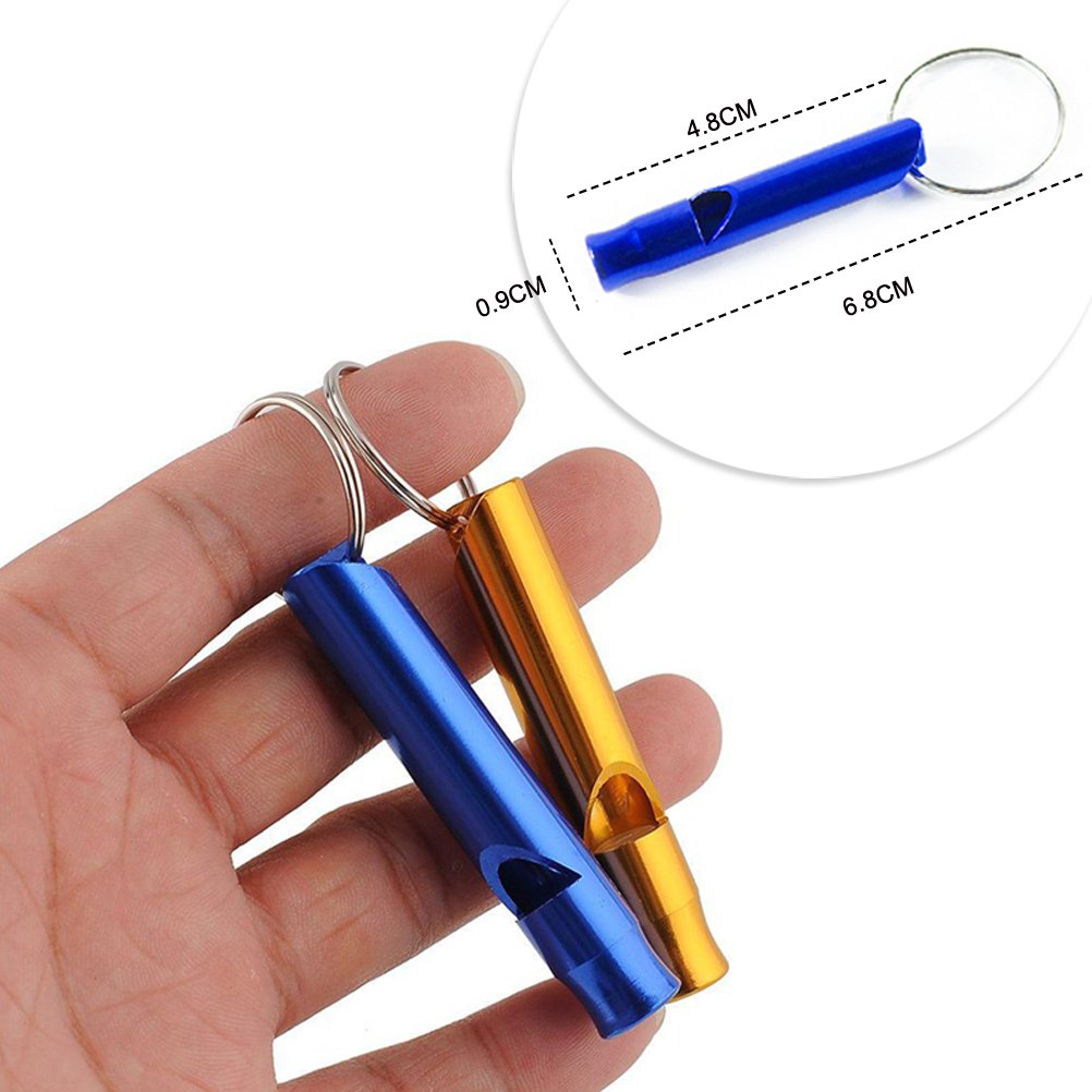 6pcs Emergency Aluminum Whistle Key Chain ,AlwaysDecor Loud Whistles great for Camping Hiking Hunting Outdoors Sports