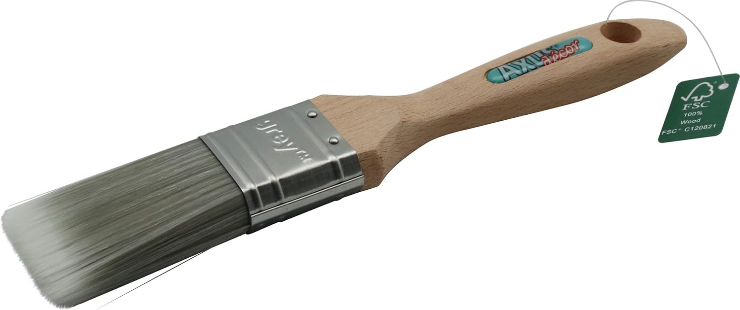 Axus Decor S-Finish Paint Brush (Grey Color), 1"/25mm, for All Paints Synthetic Filaments, Birchwood Handles - Image 4