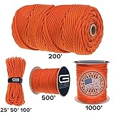 GOLBERG 750lb Paracord / Parachute Cord – US Military Grade – Authentic Mil-Spec Type IV 750 lb Tensile Strength Strong Paracord – Mil-C-5040-H – 100% Nylon – Made in USA