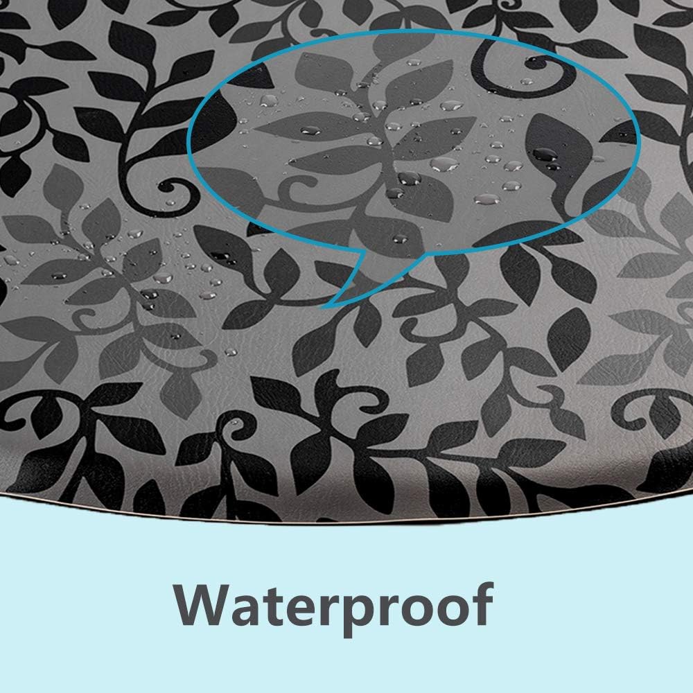 Mefeir 3’ x 4’ Semi Circle Salon Mat Anti Fatigue for Hair Stylist, 5/8’’ Thick Standing Floor Matt Under Styling Chair, Anti-Slip Warterproof Beauty Barber Supplies,Leaf Lines Color: Kitchen & Dining
