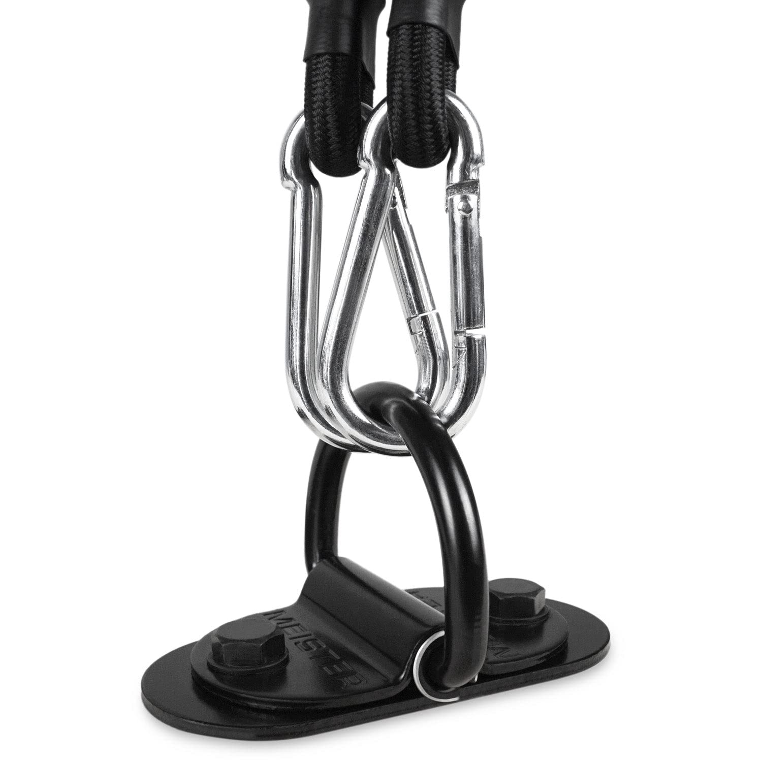 Meister Double-End Heavy Bag D-Ring Floor Anchor Mount Kit w/Bungees - Black