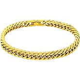 Hoyazvet Stainless Steel Men Cuban Link Chain Bracelets,5/7/9/13mm Width, 7.5/8.3/9 Inch Length, 18K Gold/Black Plated/Stainless Steel Curb Chain Wrist Bracelets for Men Women, with Gift Box
