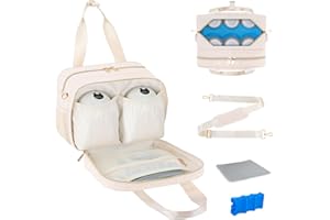 PIIOSER Breastmilk Cooler Bag with Ice Pack, Fits 6 Baby Bottles Up to 9 Ounce, Insulated Bottle Travel Bags with Shoulder Strap-Wearable Breast Pump Carrying Case for Nursing & Working Moms