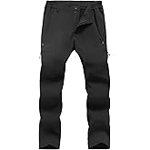 GASH HAO Mens Waterproof Ski Snow Pants Hiking Softshell Cargo Fleece Lined Warm Insulated Outdoor Fishing Pants