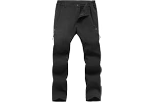 GASH HAO Mens Waterproof Ski Snow Pants Hiking Softshell Cargo Fleece Lined Warm Insulated Outdoor Fishing Pants