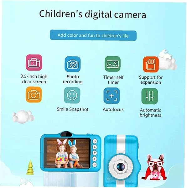Kids Digital Camera 3 5inch Screen 1080P HD Video Cute Cartoon Camera for Child Gifts Blue Student Camera