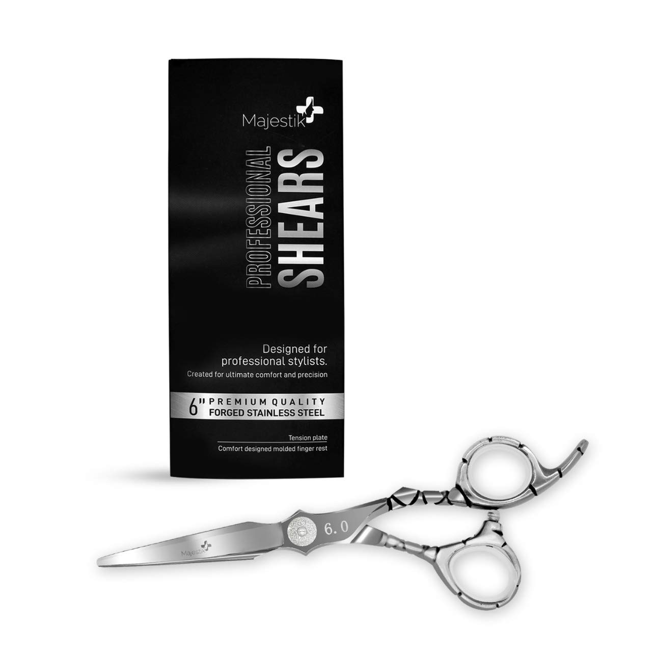 Professional Hair Scissors Very Sharp Barber 6.0-inch Razor Edge Hair Cutting Shears Made from Forged Stainless Steel with Fine Adjustment Screw by Majestik+