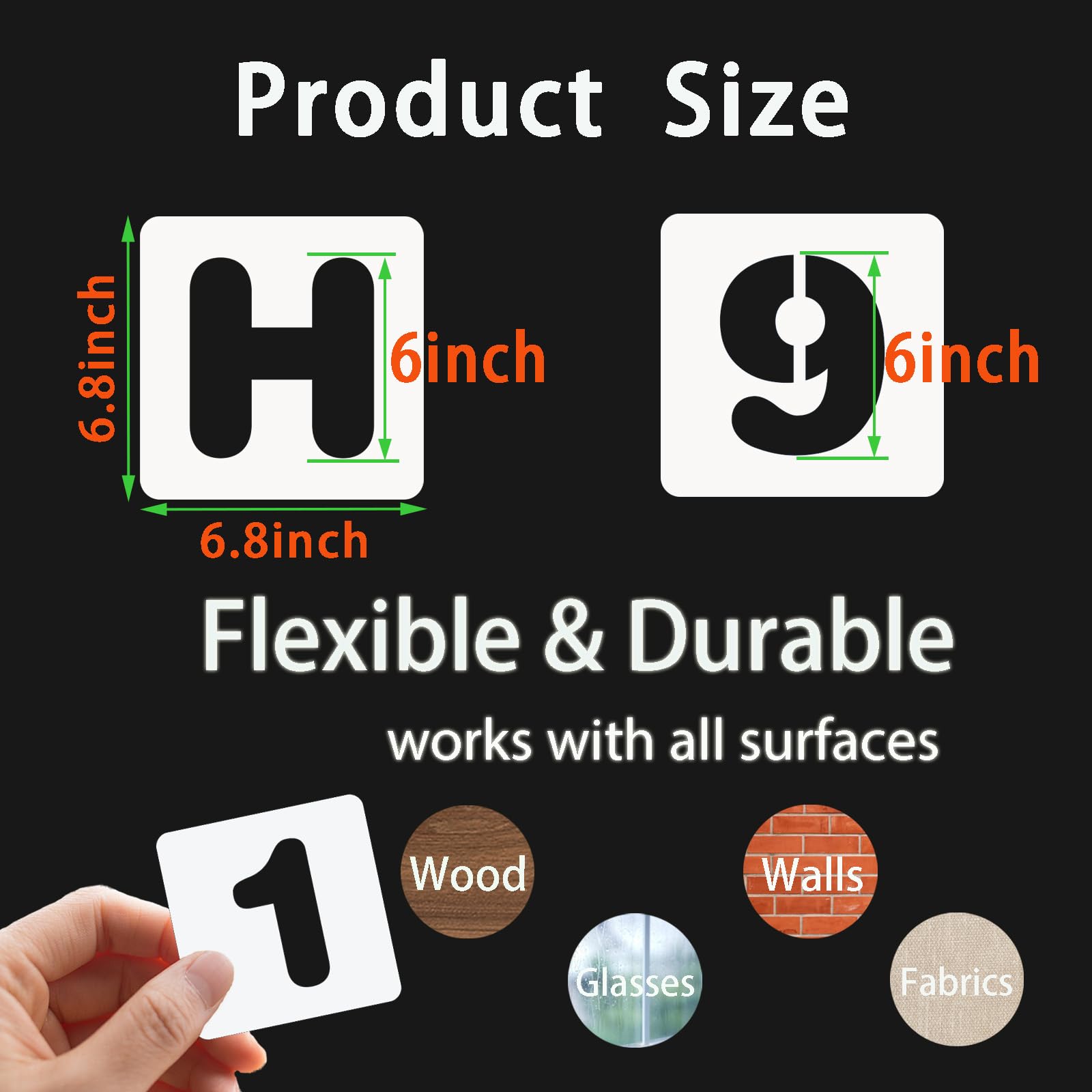 BAMIDELE 6 Inch Letter and Number Stencils, 36 Pcs Reusable Plastic Alphabet Spray Paint Stencils for Painting on Wood, Wall, Fabric, Rock, Chalkboard, Door Porch, Signage, DIY Craft Decoration
