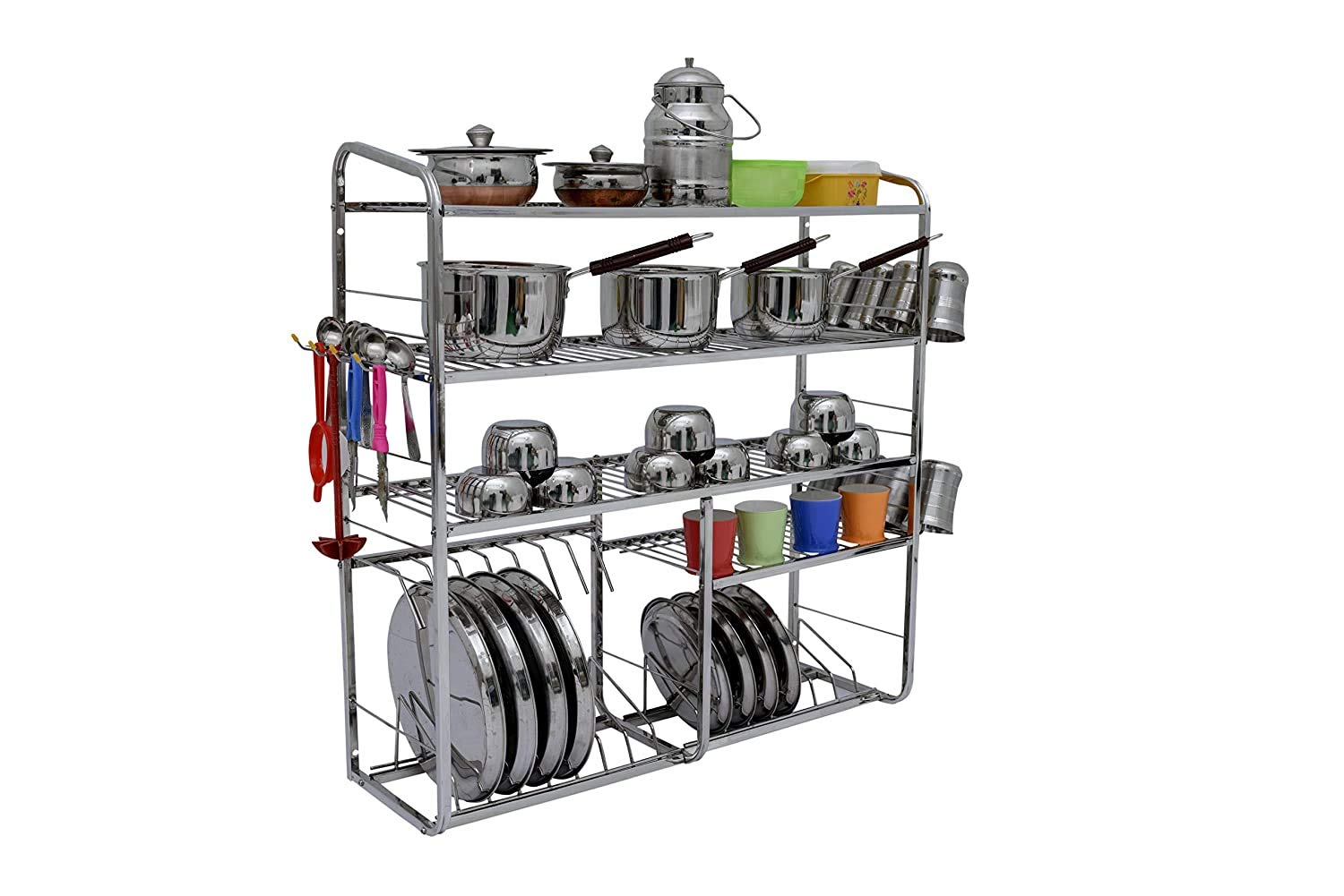 NAVUM ROSHANI Stainless Steel Bartan Kitchen Stand Rack (31 X 30 Inch