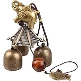 Hooshing Elephant Wind Chimes Metal Bronze Bells Feng Shui Wind Chimes for Lucky Outdoor Garden Patio Hanging Decor Gift
