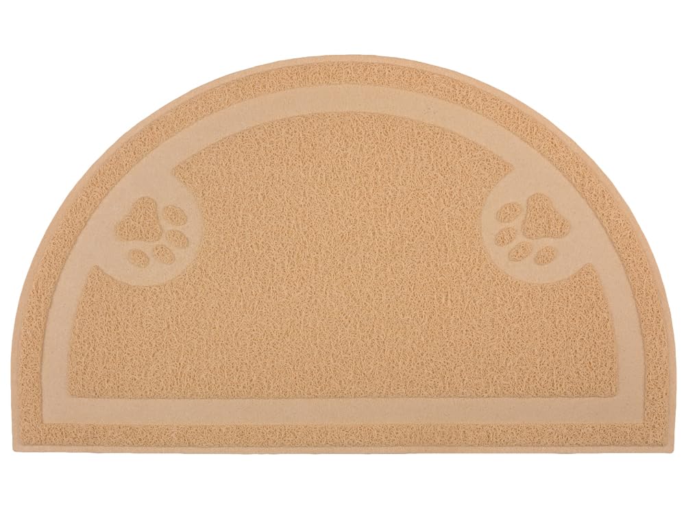 Paw Print Cat Litter Mat, Kitten Litter Mat, Door Mat, Semicircle,60x36cm (Peach)