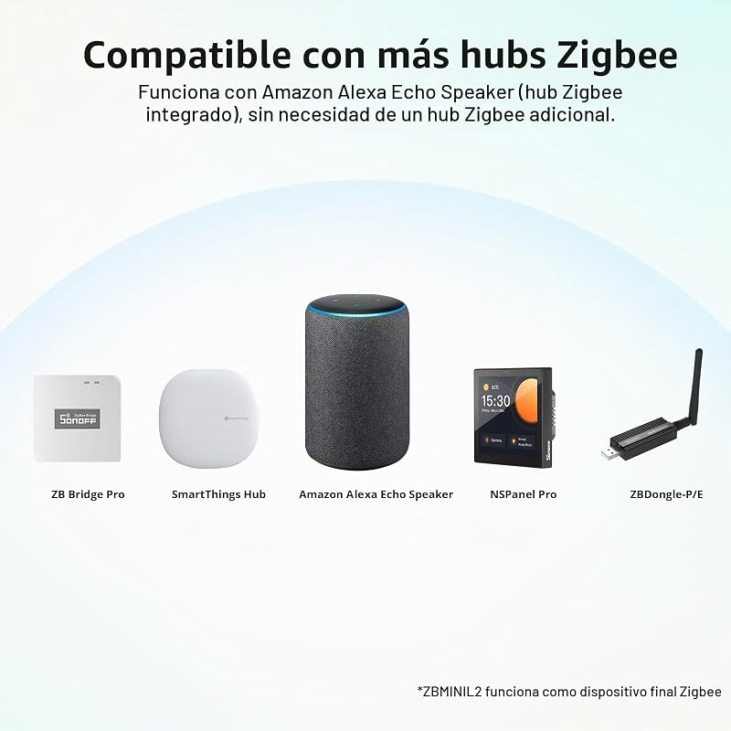 ZBMINIL2 Interruptor Inteligente Zigbee, sin Neutro, 2 Vías, Compatible con Alexa y Google Home, 4 Uds