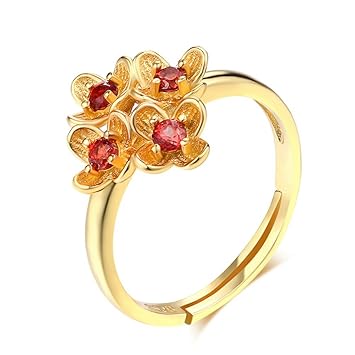 Anillo De Plata Esterlina De La Plata Esterlina 925 Plateado Oro 14K De Las Mujeres De