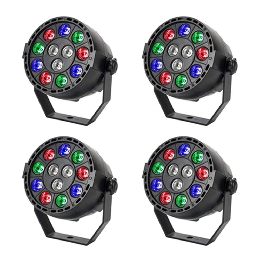 4pack 12 LED Stage Light 12W Sound Activated RGB Par Disco Party Lighting Effect Lamp for Wall Decor Dance Floor Disco Bar Club Concert Karaoke Show