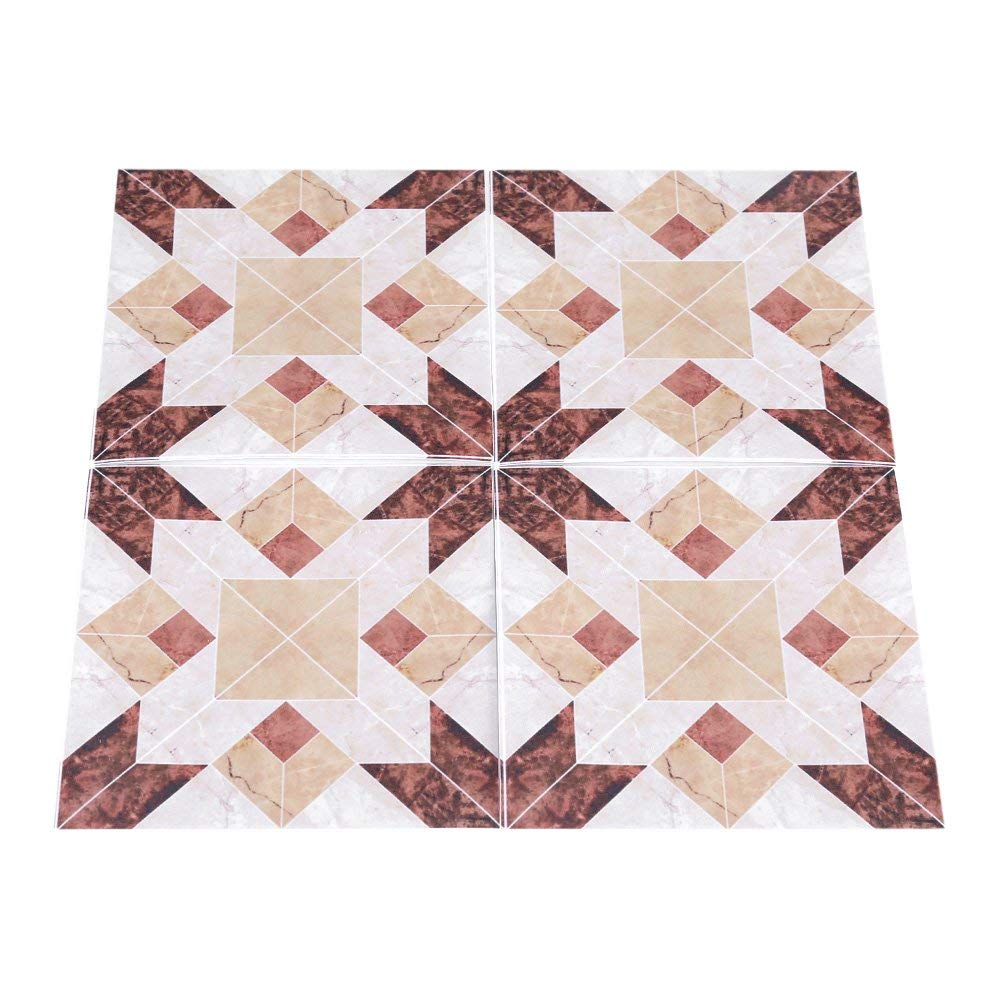 10Pcs Stick Wall Tiles Floor Stickers,Self Adhesive PVC Tile Floor Wall Stickers 3D Decal Home Decor 12CM*12CM(#1)
