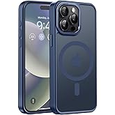Newfuture Upgraded Magnetic for iPhone 15 Pro Max Case [Compatible with Magsafe] [Mil-Grade Protection], Pocket-Friendly, Slim Translucent Phone Case Cover for iPhone 15 Pro Max 6.7", Navy Blue