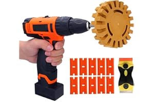 4-Inch Rubber Pad Wheel Kit, Water Sticker Removal Rubber Wheel with Electric Drill Bit Attachment for Automotive, RV and Boa