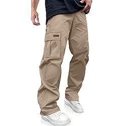 PLEPAN Men's Casual Cargo Pants Drawstring Hiking