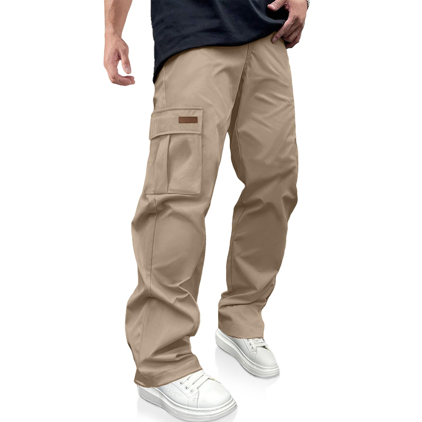 PLEPAN Men's Casual Cargo Pants Drawstring Hiking