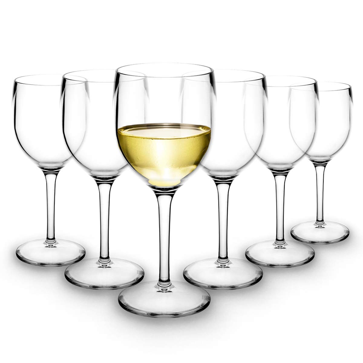 RBDRINKS Luxe Unbreakable Wine Glasses Set of 6 (20cl) Shatterproof Clear Plastic Glasses with Stem, Dishwasher-Safe, Elegant Outdoor Wine Glasses for BBQs, Poolside & Family Gatherings — image 1