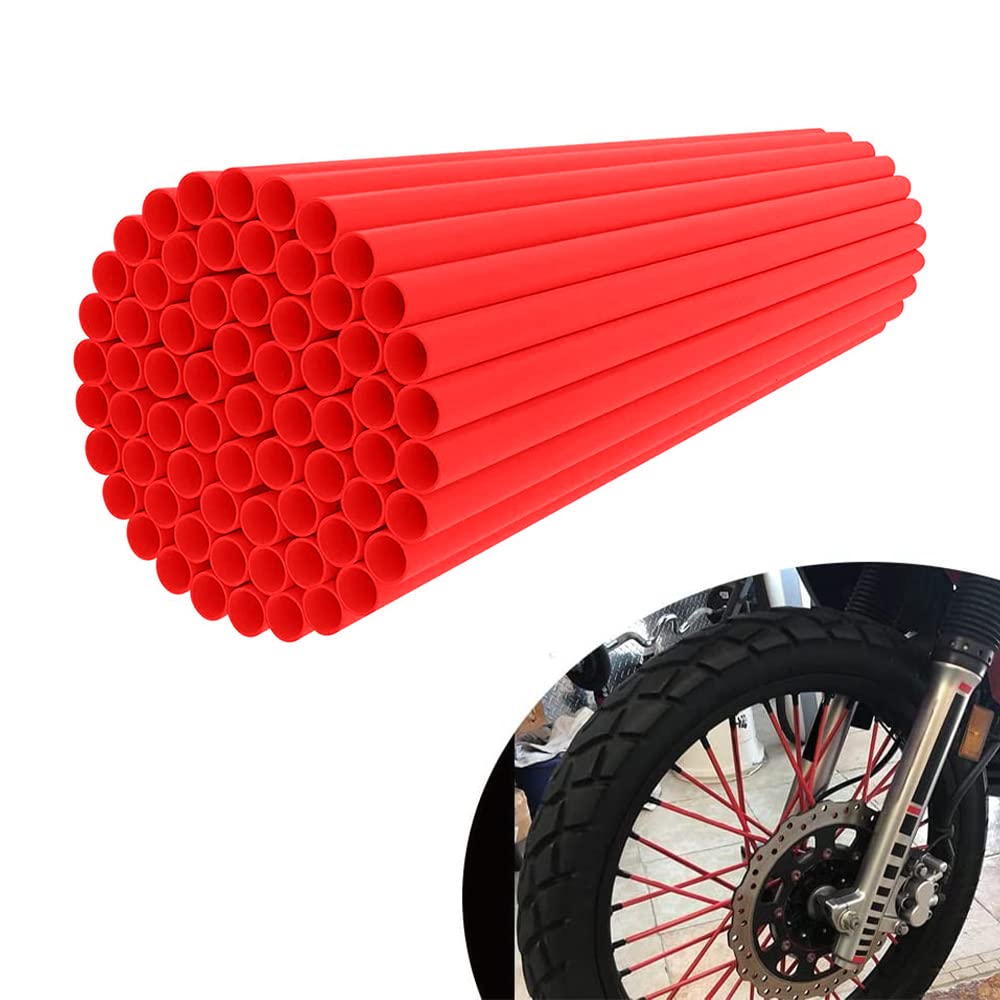 Photo 1 of JFG RACING Bike Spoke Covers,Universal 72Pcs Dirt Bike Spoke Skins Wheel Wraps for 8"-21" Rims for Dirt Pit Bike Motorcycle Bicycle Wheelchair Decoration - Red