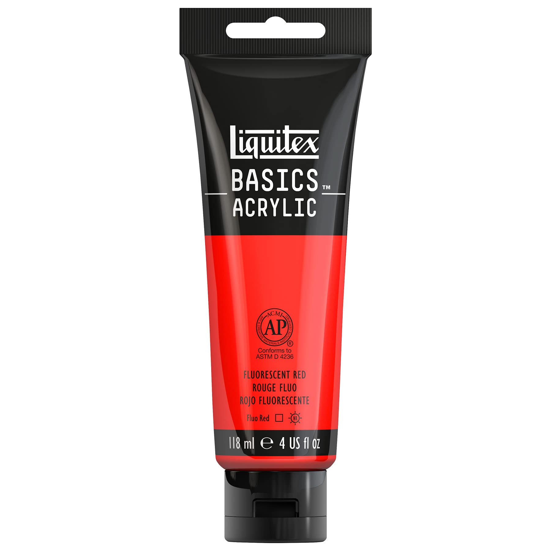 Liquitex 1046430 Basic Acrylic Paint – Fluorescent Red, 118 ml — image 1