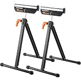 WORKESS Folding Roller Stand, Adjustable Height Material Rolling Stand for Woodworking, 132 LB Load Capacity, 2 Pack