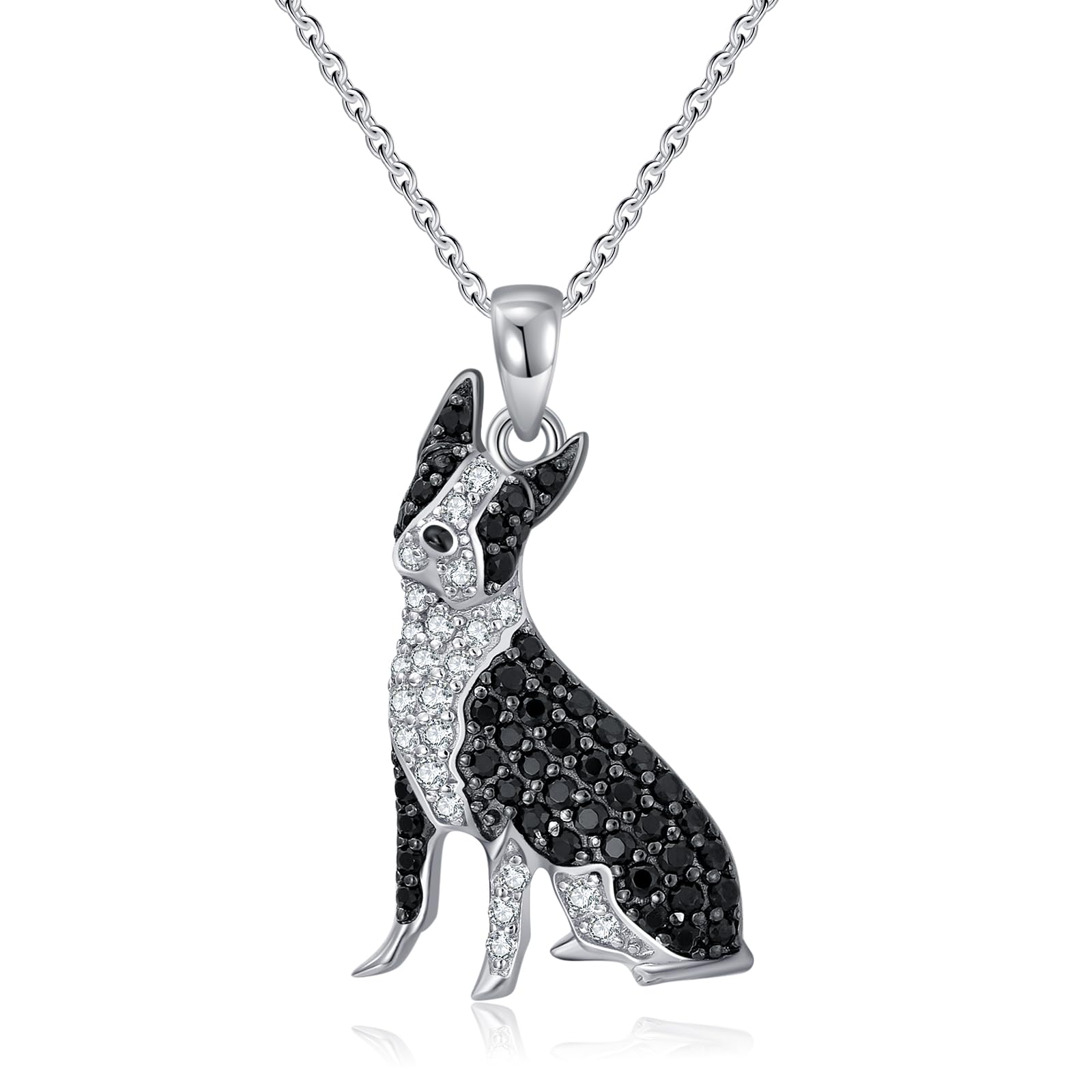 Dog Necklaces 24 Breeds of Dogs Necklaces S925 Sterling Silver Dog Pendant Boston Terrier Dog Necklace for Women Girls gifts -UK