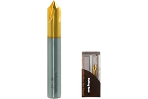 Sulfuras Chamfer End Mill, 90° V Groove, 1/2" Shank, AlTiBN Coated- Perfect Mill Bits for Wood, Alloy Steels, Hardened Steels, Metals - Ideal for DIYers & Pros, CNC Carving Bits etc. (1PC, 1/2"- 90°)