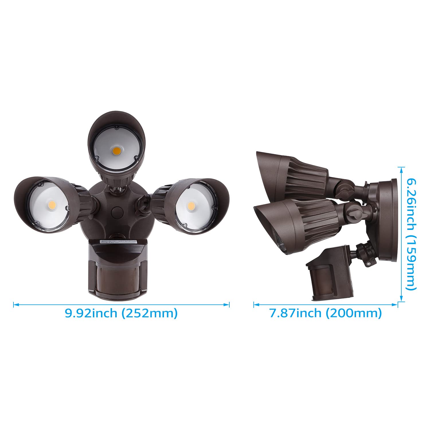 ALUSSO 4000lm LED 3-Head Security Light – Dusk To Dawn, IP65, 3CCT, Black