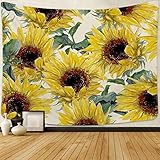 BLEUM CADE Sunflower Tapestry Wall Hanging Sunflowers Plant Tapestry Watercolor Sunflower Tapestry for Living Room Bedroom Dorm Room
