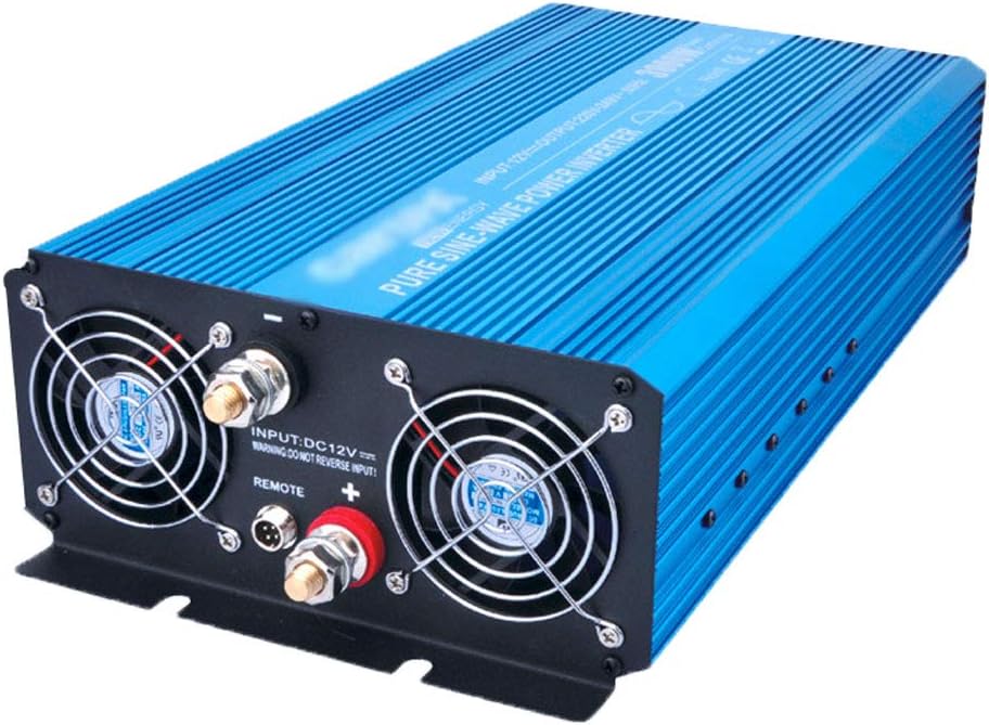 Hermsi 3000W (Peak 6000W) Pure Sine Wave Inverter DC 12V/24V to AC 110V/230V Power Converter with 2 AC Outlets and 1 USB Port