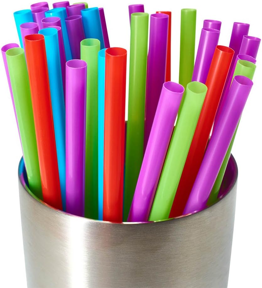 Plastic Drinking Straws, 250 Count BPA-Free Multi-Colored Disposable Plastic Straws 8.25" Long, Assorted - DuraHome (250 Pack): Kitchen & Dining