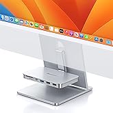 Minisopuru iMac hub for 24'' iMac M1/M3/M4 and Studio Display 27'', Silver | iMac USB Adapter with Max 10Gbps Data, 4 USB Ports, SD/TF, iMac Accessories for iMac 2021/2023/2024.