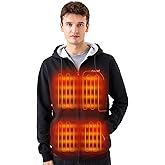 Cadai Heated Hoodie for Men and Women with 7.4V Battery Pack, Heavyweight Full-Zip Fleece Hooded Heated Sweatshirt (Unisex)