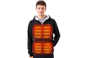 Cadai Heated Hoodie for Men and Women with 7.4V Battery Pack, Heavyweight Full-Zip Fleece Hooded Heated Sweatshirt (Unisex)