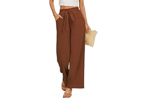 Femfady Women Summer Beach Vacation Pants Casual Comfy Soft Loose Drawstring Trousers
